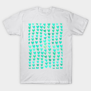 Brush stroke hearts - turquoise T-Shirt